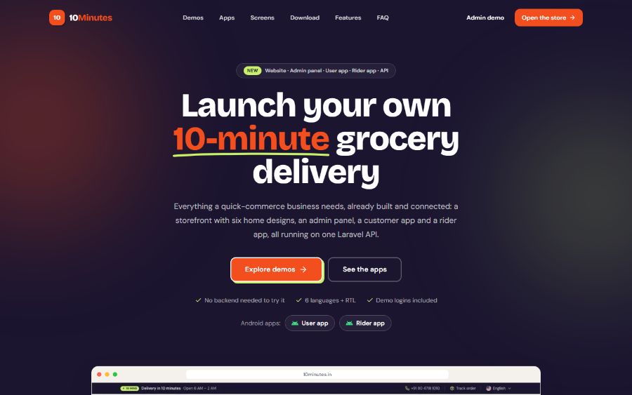 The 10Minutes grocery delivery storefront